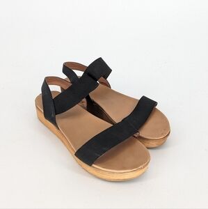 Steve Madden Agile Platform Strappy Sandals Black Brown 8.5 summer casual